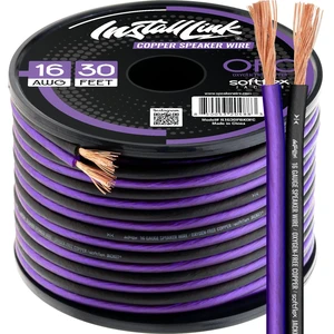 16 AWG Gauge Speaker Wire (30 Feet) Car or Home Theater (OFC) Pure OFC Copper, 16/2 Speaker Cable, 2-Conductor, Frosted Purple/Black, Easy Strip, Polarity ID, for Car Audio & Home Stereo 16 AWG Gauge Speaker Wire (30 Feet) Car or Home Theater (OFC) Pure OFC Copper, 16/2 Speaker Cable, 2-Conductor, Frosted Purple/Black, Easy Strip, Polarity ID, for Car Audio & Home Stereo