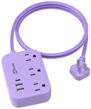 Purple Extension Cord with 3 Outlets & 3 USB(1 USB C), Cute Small Extension Cord 5ft, Travel Power Strip Flat Plug with USB Charging Station, Compact for Cute Purple Kawaii Lavender Desk Accessories Purple Extension Cord with 3 Outlets & 3 USB(1 USB C), Cute Small Extension Cord 5ft, Travel Power Strip Flat Plug with USB Charging Station, Compact for Cute Purple Kawaii Lavender Desk Accessories