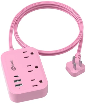 Pink Power Strip - 5Ft Extension Cord with 3 USB(1 USB C) Charging Station and 3 Outlets, Pink Desk Accessories for Cruise Travel Cute Kawaii College Dorm Desk Home Essentials Pink Power Strip - 5Ft Extension Cord with 3 USB(1 USB C) Charging Station and 3 Outlets, Pink Desk Accessories for Cruise Travel Cute Kawaii College Dorm Desk Home Essentials