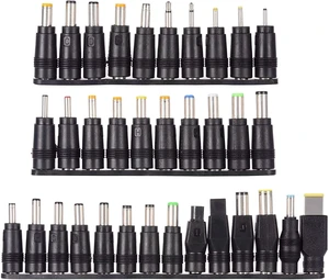 Universal DC Barrel Connectors 34pcs Kit for Loptop Charger DC Power Tips 5.5 2.1mm female jack to 5.5 2.1mm male plug, Multiple voltages and currents Universal DC Barrel Connectors 34pcs Kit for Loptop Charger DC Power Tips 5.5 2.1mm female jack to 5.5 2.1mm male plug, Multiple voltages and currents