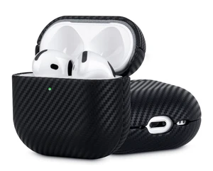 Envelop Series - Leather Case for AirPods 5 / AirPods 4 - Black Hand-crafted Case Fully Wrapped in Top Grain Leather; Carbon Fiber Finish; Soft Microfiber Inner Lining; Qi wireless charging Envelop Series - Leather Case for AirPods 5 / AirPods 4 - Black Hand-crafted Case Fully Wrapped in Top Grain Leather; Carbon Fiber Finish; Soft Microfiber Inner Lining; Qi wireless charging