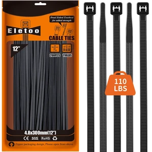 12 Inch Black Zip Ties Heavy Duty 200 Pack Cable Ties 110 LBS UV Resistant Cable Ties, Weatherproof, Self-Locking for Indoor and Outdoor 12 Inch Black Zip Ties Heavy Duty 200 Pack Cable Ties 110 LBS UV Resistant Cable Ties, Weatherproof, Self-Locking for Indoor and Outdoor