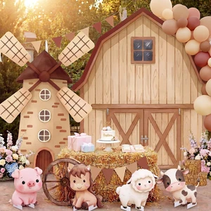 10 Pcs Large Farm Animal Backdrop Party Decorations Brown Barn Farm Windmill Photo Backgrounds with Animal Standups, Straw Boxes, for Girls Boys Birthday Photoprops Baby Shower Party Decor 10 Pcs Large Farm Animal Backdrop Party Decorations Brown Barn Farm Windmill Photo Backgrounds with Animal Standups, Straw Boxes, for Girls Boys Birthday Photoprops Baby Shower Party Decor