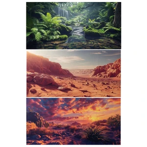 3 Pack Terrarium Background, 48x24 inch Polyester Reptile Background Cloth Terrarium Background, Gobi Sunshine Cactus Stone & Green Tree Fern Stream Backgrounds, Backgrounds for Reptile Tank 3 Pack Terrarium Background, 48x24 inch Polyester Reptile Background Cloth Terrarium Background, Gobi Sunshine Cactus Stone & Green Tree Fern Stream Backgrounds, Backgrounds for Reptile Tank