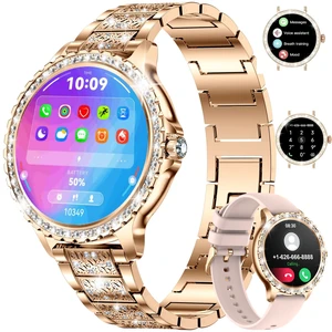 Smart Watch for Women(Answer/Make Calls),1.3"HD Diamonds Luxury Smartwatch for Android iPhone Phones,Fitness Trackers with 20+ Sport Modes/Heart Rate/IP68 Waterproof/SpO2/Sleep Monitor,Rose gold Smart Watch for Women(Answer/Make Calls),1.3"HD Diamonds Luxury Smartwatch for Android iPhone Phones,Fitness Trackers with 20+ Sport Modes/Heart Rate/IP68 Waterproof/SpO2/Sleep Monitor,Rose gold