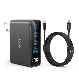 100W USB C Charger Fast Charger with 2M 100W Cable, 4-Port GaN III PD C harger, HD Display, Foldable Plug, FCC UL Certified, for iPhone, iPad, Galaxy S24, MacBook, Dell and More, Black 100W USB C Charger Fast Charger with 2M 100W Cable, 4-Port GaN III PD C harger, HD Display, Foldable Plug, FCC UL Certified, for iPhone, iPad, Galaxy S24, MacBook, Dell and More, Black