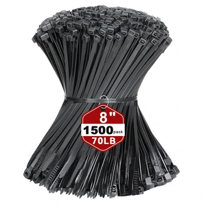 8 Inch Black Nylon Zip Ties, 1500 Pack Self-Locking 70lb Tensile UV Resistant Construction, HeavyDuty Performance, Suitable For Both Indoor And Outdoor Securing Applications 8 Inch Black Nylon Zip Ties, 1500 Pack Self-Locking 70lb Tensile UV Resistant Construction, HeavyDuty Performance, Suitable For Both Indoor And Outdoor Securing Applications