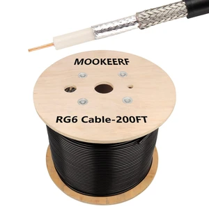 MOOOKEERF RG6 Coaxial Cable 200FT, 18 AWG 75 Ohm RG6 Dual Shield Cable with Pure Copper Conductor for Broadcast, Satellite, and Cellular Applications,Black MOOOKEERF RG6 Coaxial Cable 200FT, 18 AWG 75 Ohm RG6 Dual Shield Cable with Pure Copper Conductor for Broadcast, Satellite, and Cellular Applications,Black