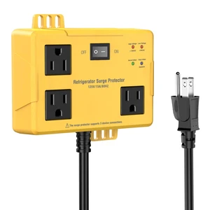 3 Outlets Refrigerator Surge Protector for Home Appliances with Time Delay 2FT Wall Mount Protector de Voltaje Protects Against Brownout, Spike, Instant Surge All Voltage Abnormalities. ETL listed 3 Outlets Refrigerator Surge Protector for Home Appliances with Time Delay 2FT Wall Mount Protector de Voltaje Protects Against Brownout, Spike, Instant Surge All Voltage Abnormalities. ETL listed