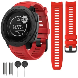 Waterproof Bands Compatible with Garmin Instinct/Instinct 2 Watch Bands 22mm Soft Silicone Replacement Wristbands for Garmin Instinct Esports/Solar/Tactical, (Red) Waterproof Bands Compatible with Garmin Instinct/Instinct 2 Watch Bands 22mm Soft Silicone Replacement Wristbands for Garmin Instinct Esports/Solar/Tactical, (Red)