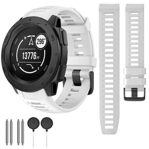 Waterproof Bands Compatible with Garmin Instinct/Instinct 2 Watch Bands 22mm Soft Silicone Replacement Wristbands for Garmin Instinct Esports/Solar/Tactical, White Waterproof Bands Compatible with Garmin Instinct/Instinct 2 Watch Bands 22mm Soft Silicone Replacement Wristbands for Garmin Instinct Esports/Solar/Tactical, White