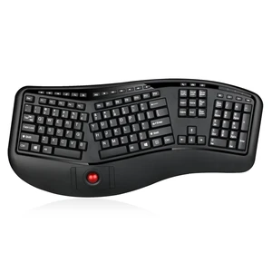 2 in 1 Wireless Ergonomic Keyboard, WKB-3500UB, Black Ergo, Trackball Mouse Combo Design, Wrist Rest, USB Dongle, Split Keyboard for Windows 2 in 1 Wireless Ergonomic Keyboard, WKB-3500UB, Black Ergo, Trackball Mouse Combo Design, Wrist Rest, USB Dongle, Split Keyboard for Windows