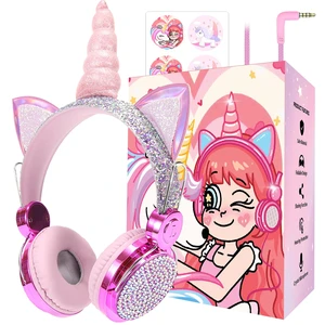 Kids Unicorns Headphones with Mic for School/Travel,95dB Volume Limited,Shareport,On/Over Ear Wired Headsets with Nylon Cable-Purple Kids Unicorns Headphones with Mic for School/Travel,95dB Volume Limited,Shareport,On/Over Ear Wired Headsets with Nylon Cable-Purple