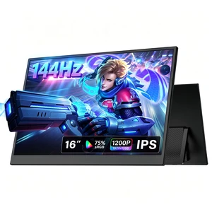 16 Inch Portable Mobile Monitor 144Hz USB-C, 120Hz HDMI, 1200P IPS Kickstand Travel Monitor for Laptop MacBook PC Xbox PS4/5 Gaming Monitor, Built-in Speakers 16 Inch Portable Mobile Monitor 144Hz USB-C, 120Hz HDMI, 1200P IPS Kickstand Travel Monitor for Laptop MacBook PC Xbox PS4/5 Gaming Monitor, Built-in Speakers