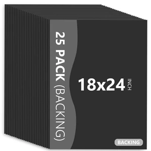 25 Pack Backing Boards, 18x24 Uncut Black Mat Boards Acid Free Backerboards for Art Prints, Ideal for Photos, Pictures, Prints, and Frames 25 Pack Backing Boards, 18x24 Uncut Black Mat Boards Acid Free Backerboards for Art Prints, Ideal for Photos, Pictures, Prints, and Frames