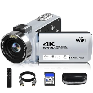 Video Camera, 4K Camcorder 56MP Digital Video Recorder 18X Zoom 3" 270° Rotation Touchscreen IR Night Vision, Wifi Vlogging Camera for YouTube 64GB Card Anti-Shake Remote Control Camera Bag Lens Cap Video Camera, 4K Camcorder 56MP Digital Video Recorder 18X Zoom 3" 270° Rotation Touchscreen IR Night Vision, Wifi Vlogging Camera for YouTube 64GB Card Anti-Shake Remote Control Camera Bag Lens Cap