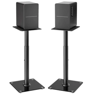22-32 Speaker Stand Pair for Surround Sound,Holds 55 LBS,Glass Base Cable Management, 11.8 inch Square Base, 9*10-inch Metal Top Panel, Two Feet Avaliable, Height Adjustable from 22" to 32" 22-32 Speaker Stand Pair for Surround Sound,Holds 55 LBS,Glass Base Cable Management, 11.8 inch Square Base, 9*10-inch Metal Top Panel, Two Feet Avaliable, Height Adjustable from 22" to 32"