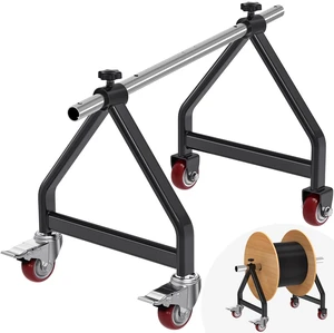 Wire Spool Rack with 1.2" Rod for up to 28" Spools, Black Fully Welded, Portable Cable Caddy with Swivel Caster and Brake for Smooth Cable Dispensing on Job Sites, 220 lbs Capacity Wire Spool Rack with 1.2" Rod for up to 28" Spools, Black Fully Welded, Portable Cable Caddy with Swivel Caster and Brake for Smooth Cable Dispensing on Job Sites, 220 lbs Capacity