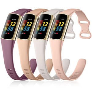 4 Pack Slim Band Compatible with Fitbit Charge 5/6 Bands Women Men Soft Silicone Strap, Sport Replacement Wristband for Fitbit Charge 5 6 Fitness Tracker, Violet/Starlight/Milk Tea/Pink 4 Pack Slim Band Compatible with Fitbit Charge 5/6 Bands Women Men Soft Silicone Strap, Sport Replacement Wristband for Fitbit Charge 5 6 Fitness Tracker, Violet/Starlight/Milk Tea/Pink
