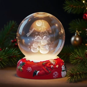 3D Crystal Ball Night Light-Laser Engraved Snowman Red Holiday Base, Cute & Funny Christmas Night Light for Kids, 3000K Warm White for Christmas Party Decor 3D Crystal Ball Night Light-Laser Engraved Snowman Red Holiday Base, Cute & Funny Christmas Night Light for Kids, 3000K Warm White for Christmas Party Decor