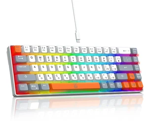 60% Percent Gaming Keyboard (68 Keys, White-Grey-Orange) Ergonomic Compact RGB Backlit Small Gaming Keyboard for Windows, PC, Laptop 60% Percent Gaming Keyboard (68 Keys, White-Grey-Orange) Ergonomic Compact RGB Backlit Small Gaming Keyboard for Windows, PC, Laptop