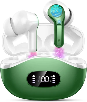 Wireless Earbuds, 2026 Bluetooth 5.4 Headphones NEW Ear Buds 40H Bass Stereo in-Ear Earphones ENC Noise Cancelling Earbuds with 4 HD Mic, USB-C LED Display IP7 Waterproof Sport Headset, Deep Green Wireless Earbuds, 2026 Bluetooth 5.4 Headphones NEW Ear Buds 40H Bass Stereo in-Ear Earphones ENC Noise Cancelling Earbuds with 4 HD Mic, USB-C LED Display IP7 Waterproof Sport Headset, Deep Green