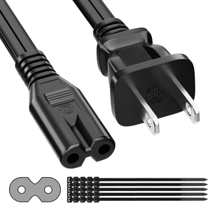 2 Prong Power Cord 25 FT, Non-Polarized AC Power Replacement Supply Cable, 7A, 125V, ETL Compatible with PS5/PS4 Samsung LG TCL Sony Roku TV, Xbox, Laptop, Printer, C7 to 1-15P, Black, with 25 Ties 2 Prong Power Cord 25 FT, Non-Polarized AC Power Replacement Supply Cable, 7A, 125V, ETL Compatible with PS5/PS4 Samsung LG TCL Sony Roku TV, Xbox, Laptop, Printer, C7 to 1-15P, Black, with 25 Ties