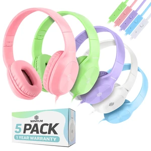 Bulk Kids Headphones for School with Microphones - 5-Pack On-Ear 3.5mm Wired Headphones for Schools -Comfy Wired Kids Headphones with in-Line Mics School Headphones for Kids Bulk Kids Headphones for School with Microphones - 5-Pack On-Ear 3.5mm Wired Headphones for Schools -Comfy Wired Kids Headphones with in-Line Mics School Headphones for Kids