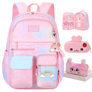 Girls Rainbow School Backpack for Elementary,Kids Kawaii Bookbag Kids school backpack,For primary schoolbag,with pencil case Girls Rainbow School Backpack for Elementary,Kids Kawaii Bookbag Kids school backpack,For primary schoolbag,with pencil case