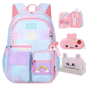 Girls Rainbow School Backpack for Elementary,Kids Kawaii Bookbag Kids school backpack,For primary schoolbag,with pencil case Girls Rainbow School Backpack for Elementary,Kids Kawaii Bookbag Kids school backpack,For primary schoolbag,with pencil case