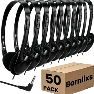 Bulk 50 Pack Classroom Headphones for School Student Durable Wired Headsets for Kids Teens & Adults, Compatible with Chromebooks Laptops Tablets for Learning & Testing (Black) Bulk 50 Pack Classroom Headphones for School Student Durable Wired Headsets for Kids Teens & Adults, Compatible with Chromebooks Laptops Tablets for Learning & Testing (Black)