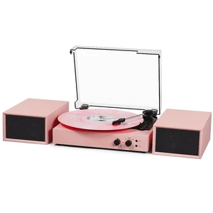 Vinyl Record Player with External Speakers, Vintage 3-Speed Turntable with Dual Speakers, Bluetooth Music Playback, MP3 PC Encoding, AUX Input Headphone Jack and RCA Out, Light Pink Vinyl Record Player with External Speakers, Vintage 3-Speed Turntable with Dual Speakers, Bluetooth Music Playback, MP3 PC Encoding, AUX Input Headphone Jack and RCA Out, Light Pink