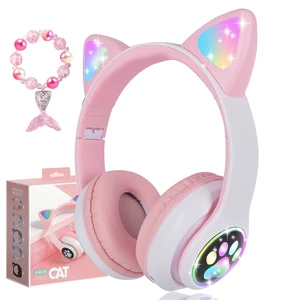 Wireless Headphones for Kids, Cat Ear LED Light Up Bluetooth Kids Headphones with Microphone for School/Travel/Sports/Gaming/Gifts/Christmas (Pink) Wireless Headphones for Kids, Cat Ear LED Light Up Bluetooth Kids Headphones with Microphone for School/Travel/Sports/Gaming/Gifts/Christmas (Pink)