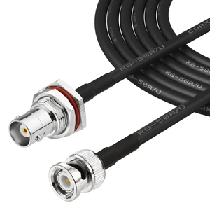 RG58 BNC Male to Female Bulkhead Coaxial Cable 50ft 50 ohm Low Loss BNC Extension Cable for Wireless Microphone Antenna UHF/VHF Ham Radio Tuner CCTV Amateur Radio etc RG58 BNC Male to Female Bulkhead Coaxial Cable 50ft 50 ohm Low Loss BNC Extension Cable for Wireless Microphone Antenna UHF/VHF Ham Radio Tuner CCTV Amateur Radio etc