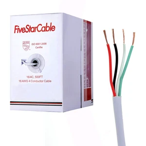 16-4 500 Ft 16/4 CMR Rated Solid Bare Copper 4 Conductors Audio Speaker Lightning Installation High-Power Home Wiring Cable Wire White 16-4 500 Ft 16/4 CMR Rated Solid Bare Copper 4 Conductors Audio Speaker Lightning Installation High-Power Home Wiring Cable Wire White