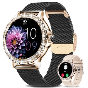 Smart Watches for Women (Answer/Make Calls), 1.3 Fitness Tracker Watch with Heart Rate/Blood Pressure/SpO2/Sleep Monitor, IP68 Waterproof Smart Watch for Android Phones and iPhone - Rose Gold Black Smart Watches for Women (Answer/Make Calls), 1.3 Fitness Tracker Watch with Heart Rate/Blood Pressure/SpO2/Sleep Monitor, IP68 Waterproof Smart Watch for Android Phones and iPhone - Rose Gold Black