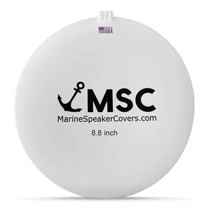 8.8" Cover Boat Speaker Protector with Sun, Water, Dust, UV Protection, Military-Grade Silicone Design, White Case with Black Logo, Sold as Pair (223mm) 8.8" Cover Boat Speaker Protector with Sun, Water, Dust, UV Protection, Military-Grade Silicone Design, White Case with Black Logo, Sold as Pair (223mm)