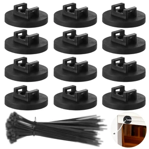12 Pcs Magnetic Cable Tie Mounts with 100 Cable Ties, 43mm, Black 43mm magnetic cable tie mounts with 100 ties for desk, PC, garage, workshop and home office wire sorting 12 Pcs Magnetic Cable Tie Mounts with 100 Cable Ties, 43mm, Black 43mm magnetic cable tie mounts with 100 ties for desk, PC, garage, workshop and home office wire sorting
