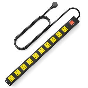 10 Outlet Metal Power Strip with 2100J Surge Protector, Heavy Duty 10FT Extension Cord, Wide Spaced Outlets and Wall Mount for Garage, Workshop, Industrial, Home (10ft) 10 Outlet Metal Power Strip with 2100J Surge Protector, Heavy Duty 10FT Extension Cord, Wide Spaced Outlets and Wall Mount for Garage, Workshop, Industrial, Home (10ft)