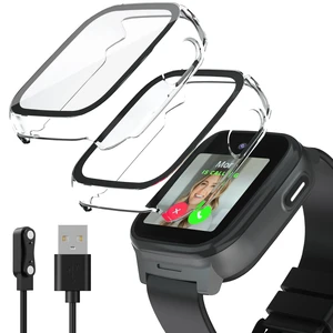 Compatible with Cosmo JrTrack 5 Screen Protector, 2 Pack Hard PC Case with HD Clear Tempered Glass Screen Protector for Cosmo JrTrack 5 Watch for Kids Boys Girls Compatible with Cosmo JrTrack 5 Screen Protector, 2 Pack Hard PC Case with HD Clear Tempered Glass Screen Protector for Cosmo JrTrack 5 Watch for Kids Boys Girls