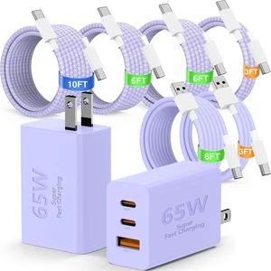 65W USB C Super Fast Charger for Samsung S26 Ultra,3-Port Type C Laptop Adapter Block with 3+6ft USB&3+6+10+10ft USBC Cable for Samsung Galaxy S26 Ultra S25/S24/S23,Tab,MacBook, iPhone 17/16-Purple 65W USB C Super Fast Charger for Samsung S26 Ultra,3-Port Type C Laptop Adapter Block with 3+6ft USB&3+6+10+10ft USBC Cable for Samsung Galaxy S26 Ultra S25/S24/S23,Tab,MacBook, iPhone 17/16-Purple