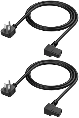 3FT 18AWG Universal Power Cord 2Pack NEMA 5-15P to IEC320 C13 for NEMA 5-15P Angle Type to IEC320 C13 Angle Type, 0.9m, Black 3FT 18AWG Universal Power Cord 2Pack NEMA 5-15P to IEC320 C13 for NEMA 5-15P Angle Type to IEC320 C13 Angle Type, 0.9m, Black