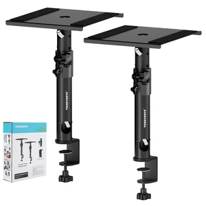 Studio Monitor Stands Desk Clamp Speaker Stands with Cable Hole Set of 2, Desktop Mount, 11.3"-15.2" Height Adjustable, Cable Management, For Monitor Speakers Laptop Projector CD Player Studio Monitor Stands Desk Clamp Speaker Stands with Cable Hole Set of 2, Desktop Mount, 11.3"-15.2" Height Adjustable, Cable Management, For Monitor Speakers Laptop Projector CD Player
