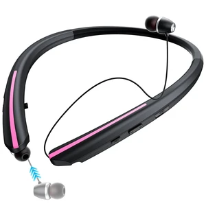 Neckband Retractable Bluetooth Headphones - Wireless Neck Earbuds with Retractable Design, 22 Hours Playtime, IPX5 Sweatproof, Dual Device Connection, Noise Cancelling for Work & SportsBlack Pink Neckband Retractable Bluetooth Headphones - Wireless Neck Earbuds with Retractable Design, 22 Hours Playtime, IPX5 Sweatproof, Dual Device Connection, Noise Cancelling for Work & SportsBlack Pink