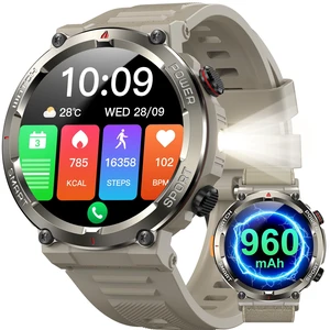 Military Smart Watch for Men-100-Day Long Battery Life,Fitness Tracker with LED Flashlight/Compass,120+ Sports Modes,IP68 Waterproof,Heart Rate Monitor,Bluetooth Call Smartwatch for iOS Android(Khaki) Military Smart Watch for Men-100-Day Long Battery Life,Fitness Tracker with LED Flashlight/Compass,120+ Sports Modes,IP68 Waterproof,Heart Rate Monitor,Bluetooth Call Smartwatch for iOS Android(Khaki)