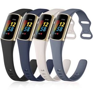 4 Pack Slim Band Compatible with Fitbit Charge 5/6 Bands Women Men Soft Silicone Strap, Sport Replacement Wristband for Fitbit Charge 5 6 Fitness Tracker, Black/Navy Blue/Blue Gray/Starlight 4 Pack Slim Band Compatible with Fitbit Charge 5/6 Bands Women Men Soft Silicone Strap, Sport Replacement Wristband for Fitbit Charge 5 6 Fitness Tracker, Black/Navy Blue/Blue Gray/Starlight