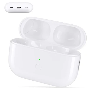 Replacement Wireless Charging Case Compatible with AirPods Pro1/2 USB-C. Bluetooth Pairing Sync Button, 600 Mah Built-in Battery, White Replacement Wireless Charging Case Compatible with AirPods Pro1/2 USB-C. Bluetooth Pairing Sync Button, 600 Mah Built-in Battery, White