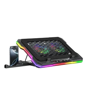 2 Detachable Fans RGB Gaming Laptop Cooling Pad, Rapid Cooling for 15.6-19.3" Laptops, Variable Speed Control, 8 Adjustable Heights - K6 with Memory Foam 2 Detachable Fans RGB Gaming Laptop Cooling Pad, Rapid Cooling for 15.6-19.3" Laptops, Variable Speed Control, 8 Adjustable Heights - K6 with Memory Foam