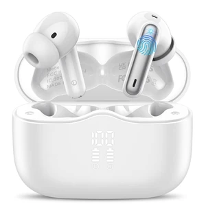 Wireless Earbuds, Bluetooth 5.4 Headphones in Ear with 4 ENC Noise Cancelling Mic, New Wireless Earphones HiFi Stereo Deep Bass 40H Playtime, In-Ear Bluetooth Earbuds LED Display IP7 Waterproof, White Wireless Earbuds, Bluetooth 5.4 Headphones in Ear with 4 ENC Noise Cancelling Mic, New Wireless Earphones HiFi Stereo Deep Bass 40H Playtime, In-Ear Bluetooth Earbuds LED Display IP7 Waterproof, White