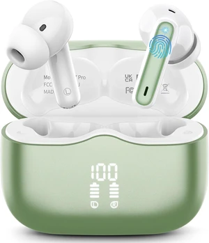 Wireless Earbuds, Bluetooth 5.4 Headphones in Ear with 4 ENC Noise Cancelling Mic, New Wireless Earphones HiFi Stereo Deep Bass 40H Playtime, In-Ear Bluetooth Earbuds LED Display IP7, USB-C, Green Wireless Earbuds, Bluetooth 5.4 Headphones in Ear with 4 ENC Noise Cancelling Mic, New Wireless Earphones HiFi Stereo Deep Bass 40H Playtime, In-Ear Bluetooth Earbuds LED Display IP7, USB-C, Green